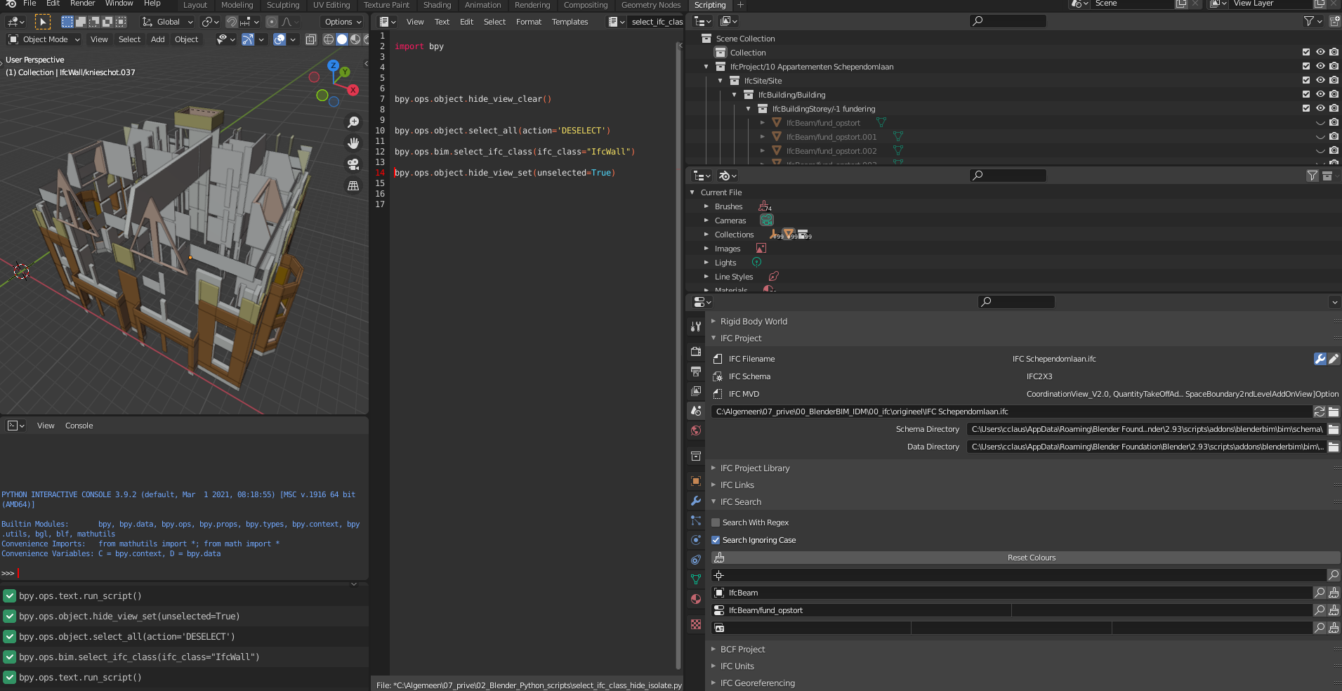 Blender BIM hide isolating in context with Python — OSArch